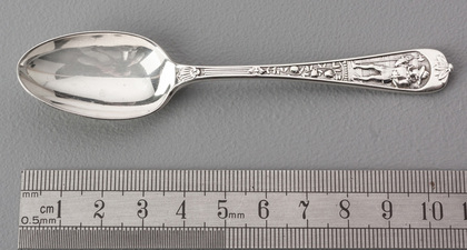 Victorian Silver Private Pattern Halberd Teaspoons (set of 6) and Sugartongs - Elkington - Tudor Men & Women